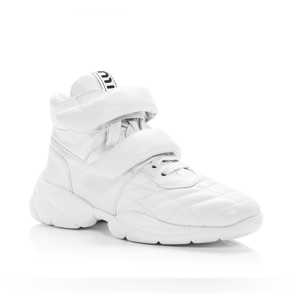 Miu Miu Women's Nappa Leather High Top Sneakers